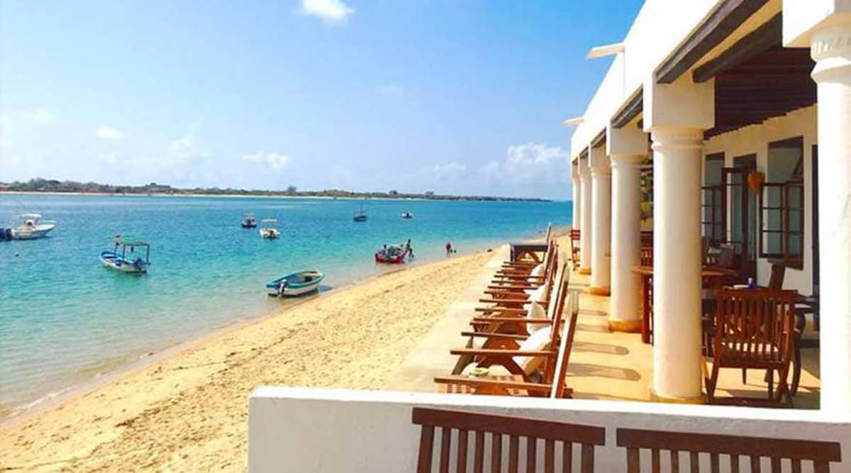 beach view from sandy beach next to villa