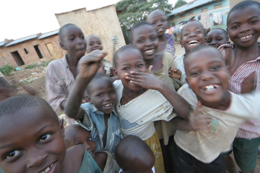 group of young boys at orphanage smiling for photo