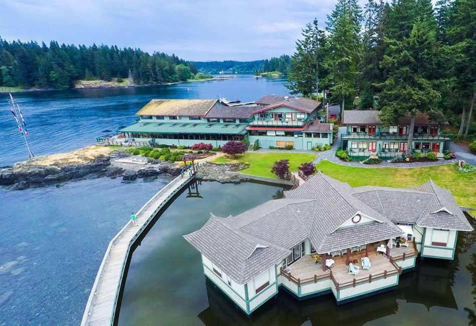 aerial view of forest resort