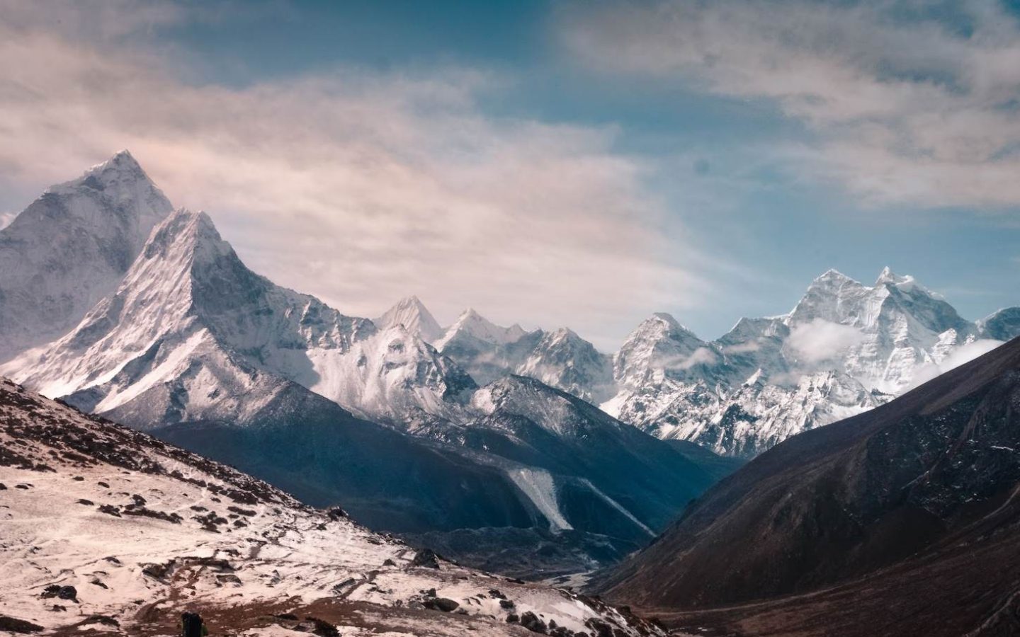 Himalayan peaks seen from base camp